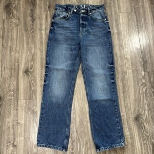 RAEY Button Fly Jeans Womens 28 Blue Straight Leg Organic Cotton Sustainable